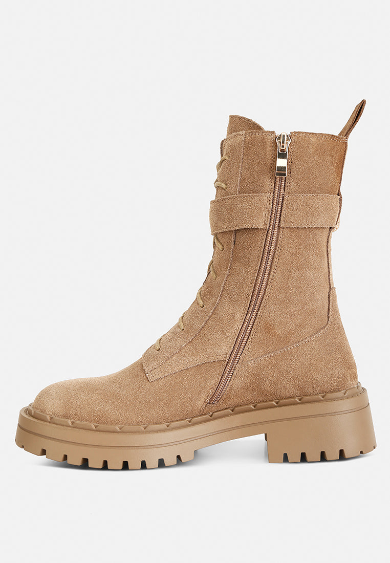 Kasper Suede Chunky Lug Boots In Tan#color_tan