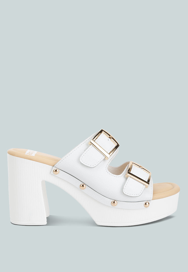 Kenna Dual Buckle Strap Sandals In White#color_white