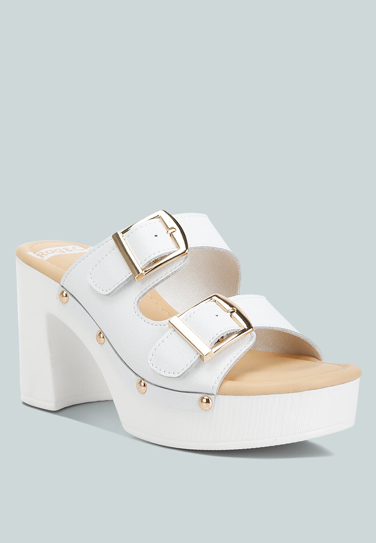 Kenna Dual Buckle Strap Sandals In White#color_white