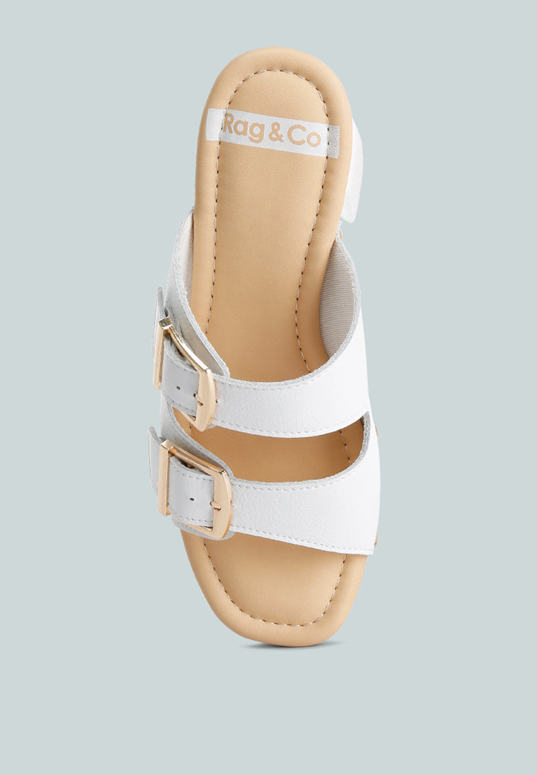 Kenna Dual Buckle Strap Sandals In White#color_white