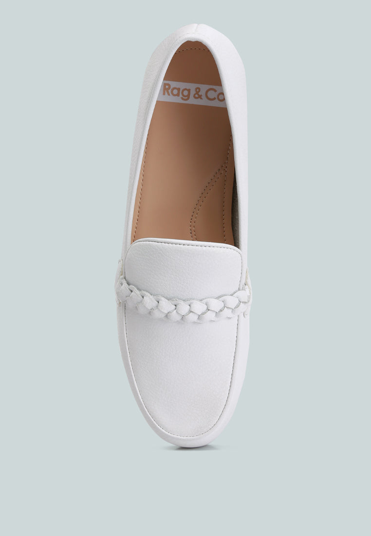 Kita Braided Strap Detail Loafers In White#color_white