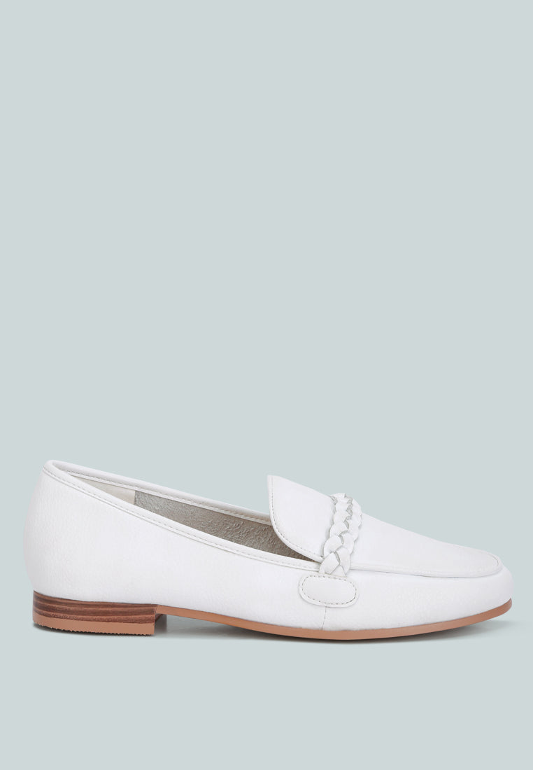 Kita Braided Strap Detail Loafers In White#color_white