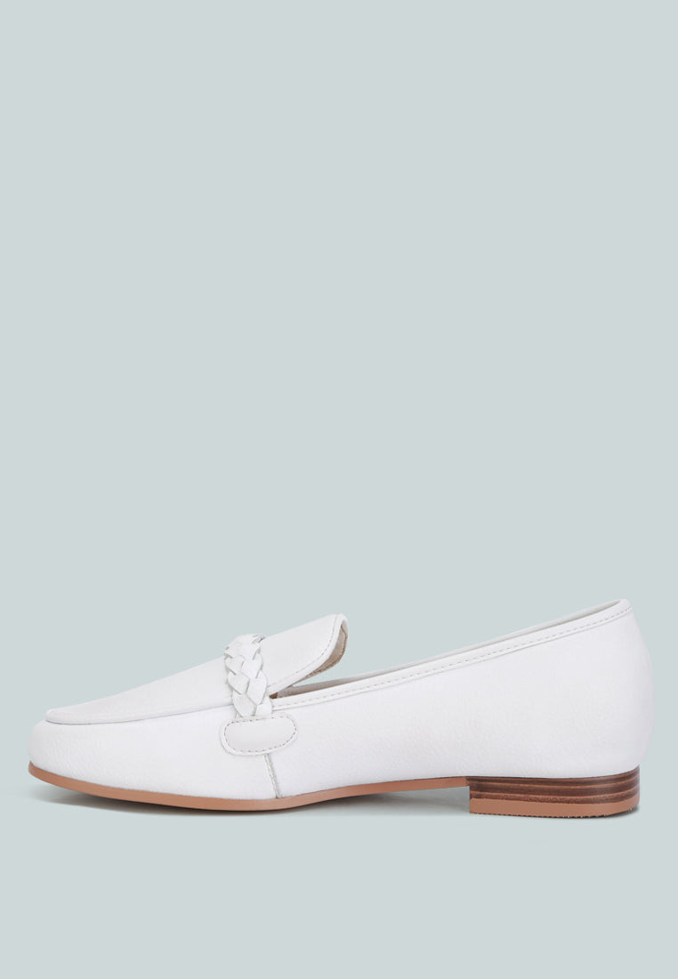 Kita Braided Strap Detail Loafers In White#color_white