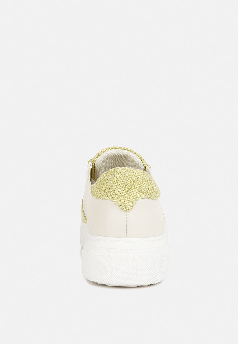 KJAER Dual Tone Leather Sneakers#color_off-white-green