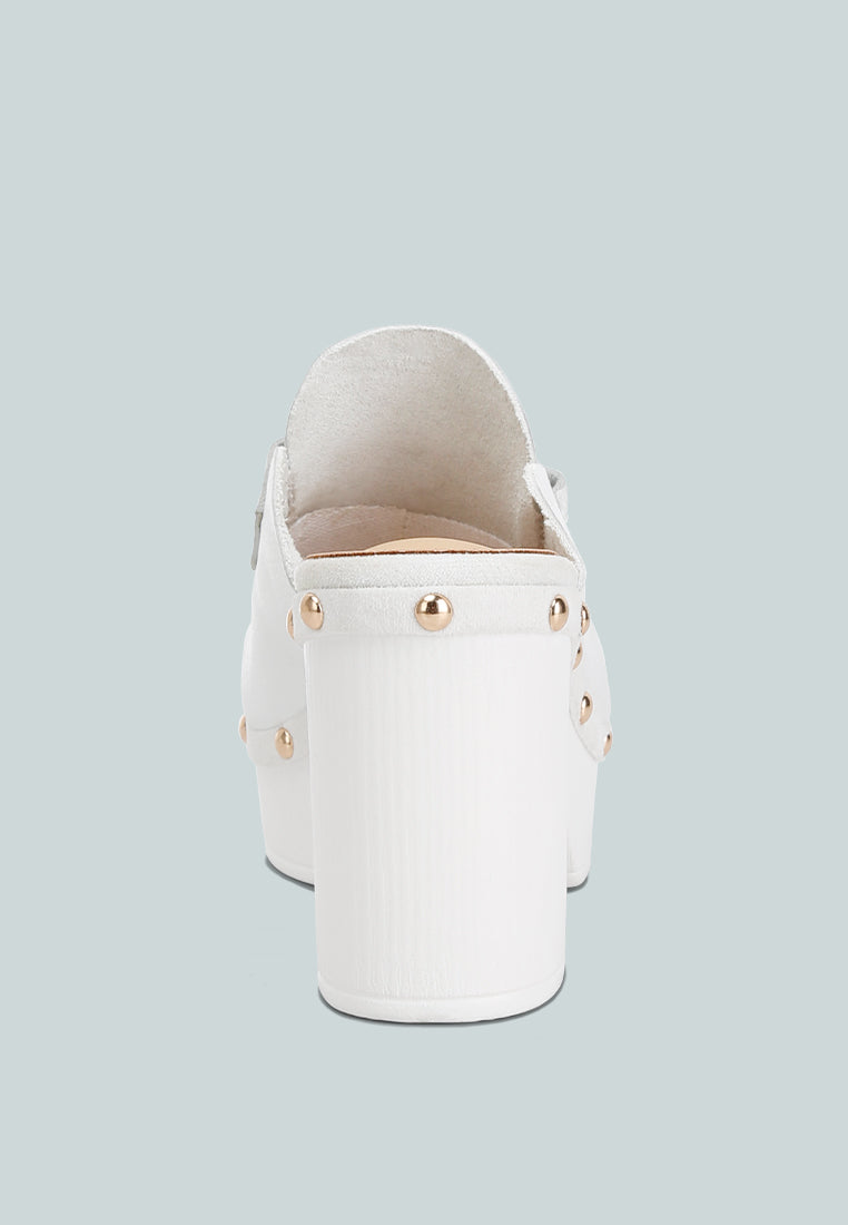 Lyrac Recycled Leather Platform Clogs#color_white