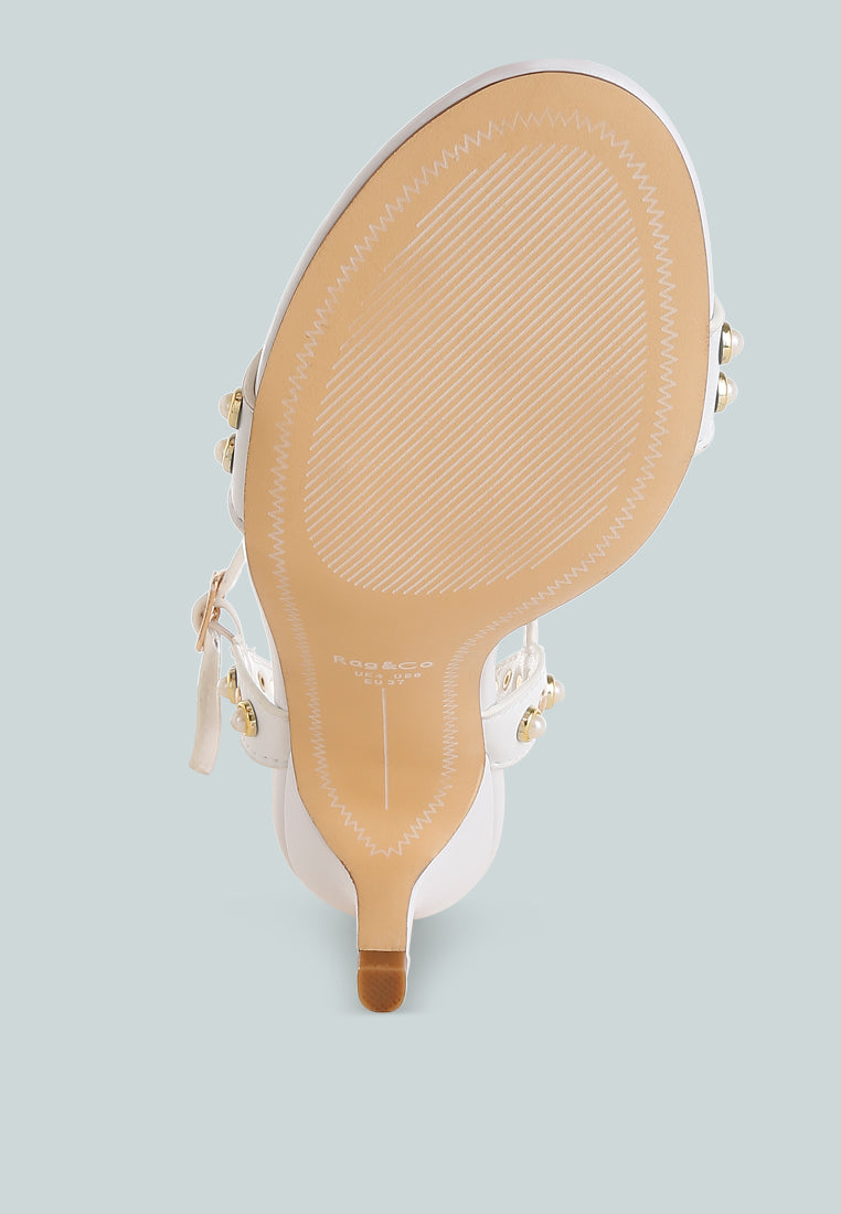 morosa studded real leather kitten heel sandals#color_white