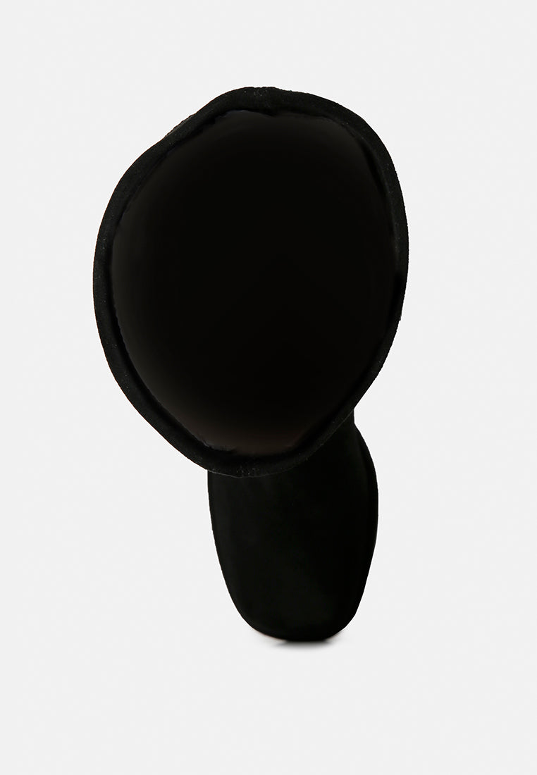 MORPIN Black Stretch Suede Calf Boots#color_black