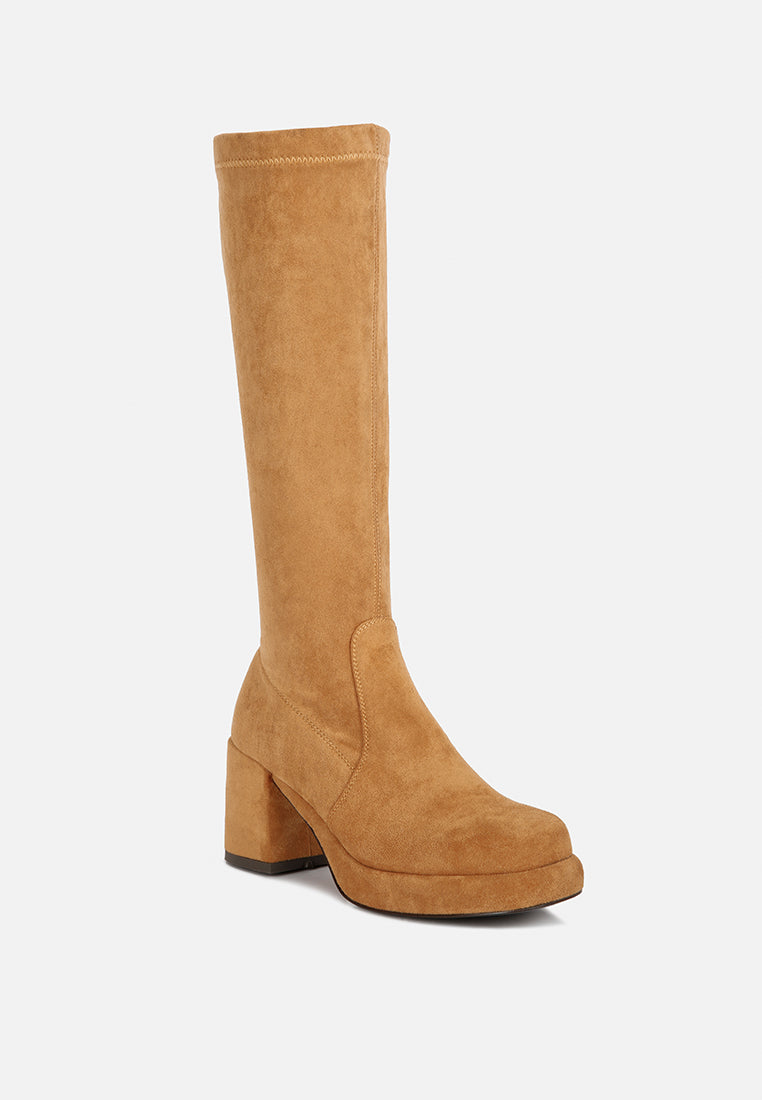 Buy Morpin Tan Stretch Suede Calf Boots Boots Rag Co United