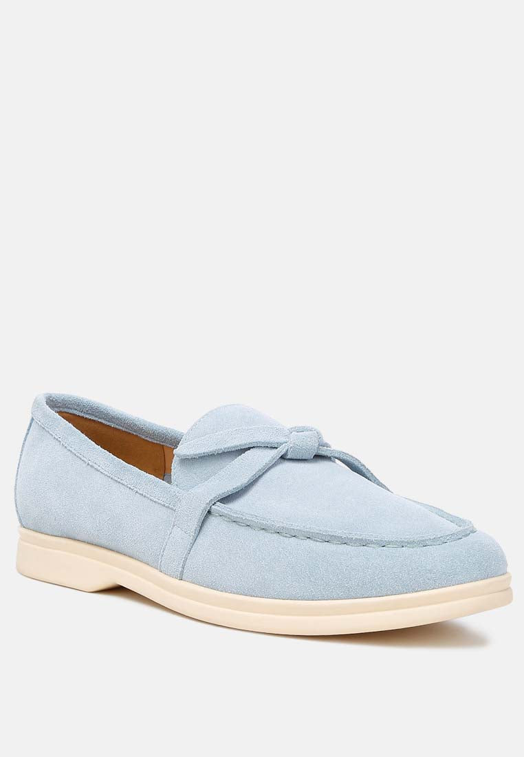 nautica suede knot detailed loafers#color_baby blue
