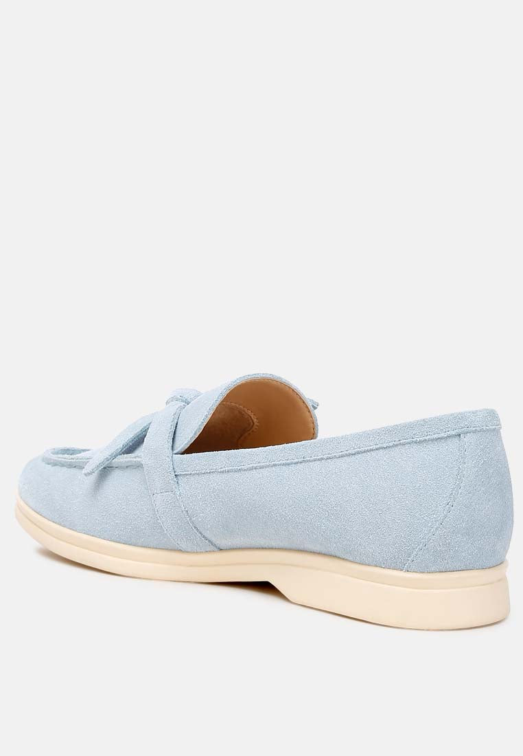 nautica suede knot detailed loafers#color_baby blue