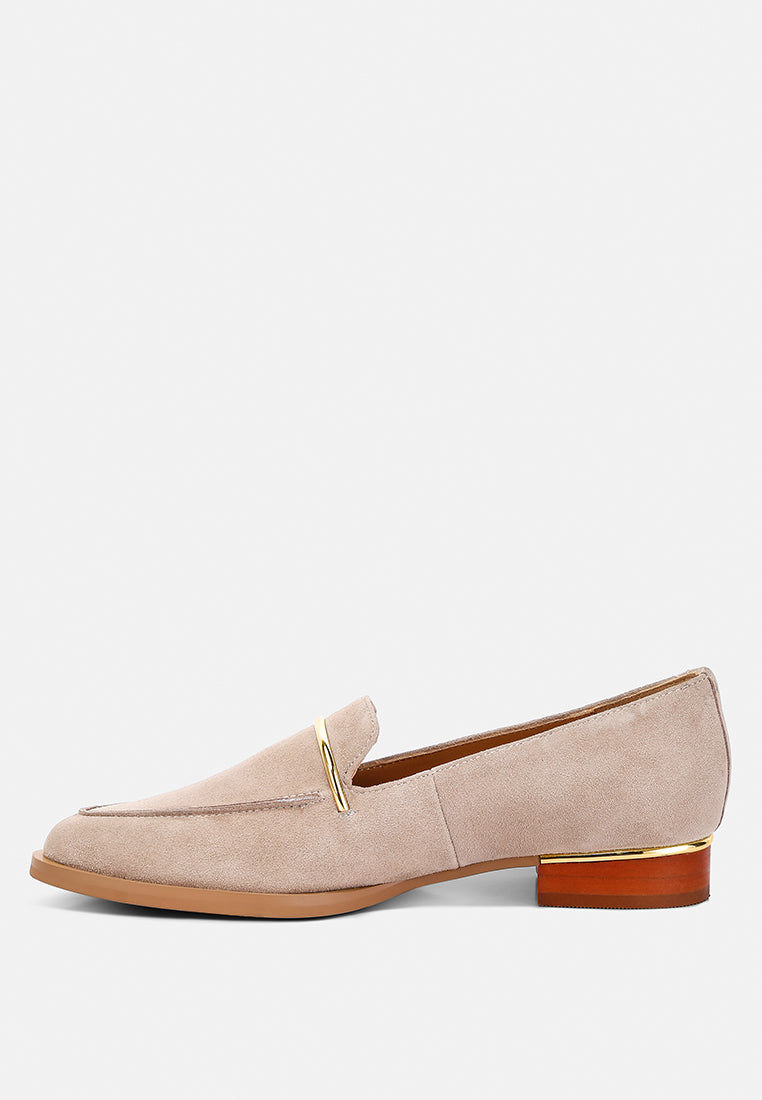 PAULINA Taupe Suede Slip-on Loafers#color_taupe
