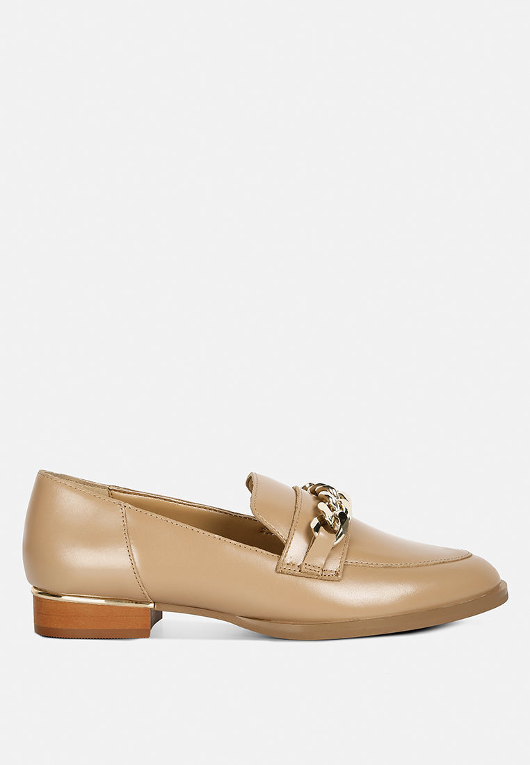 POLA Nude Leather Horsebit Loafers#color_nude