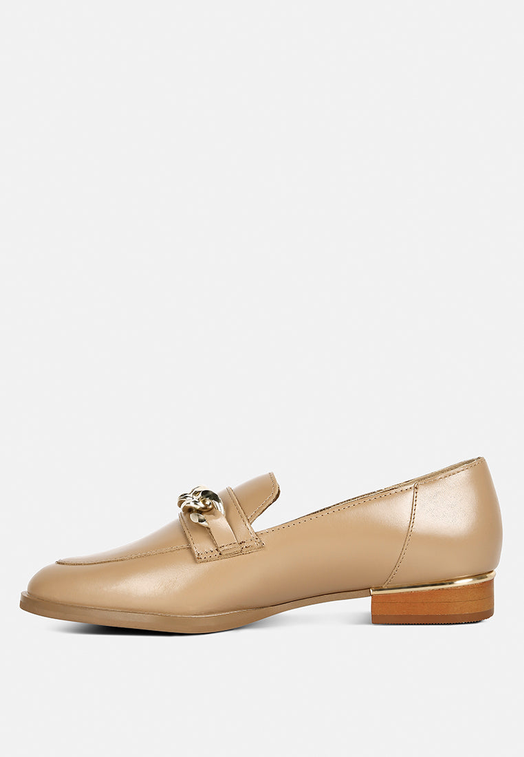 POLA Nude Leather Horsebit Loafers#color_nude