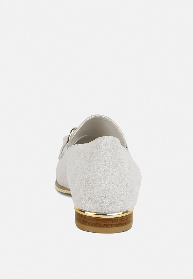 RICKA Chain Embellished Loafers in Grey#color_grey