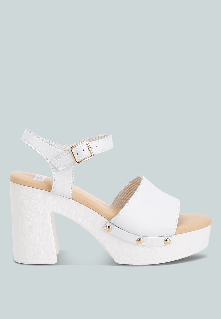 Sawor Recycled Leather High Block Sandals In White#color_white