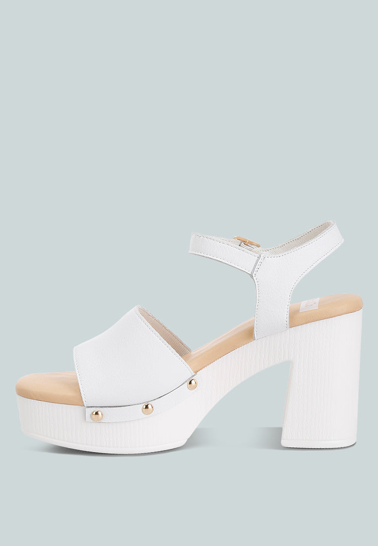 Sawor Recycled Leather High Block Sandals In White#color_white