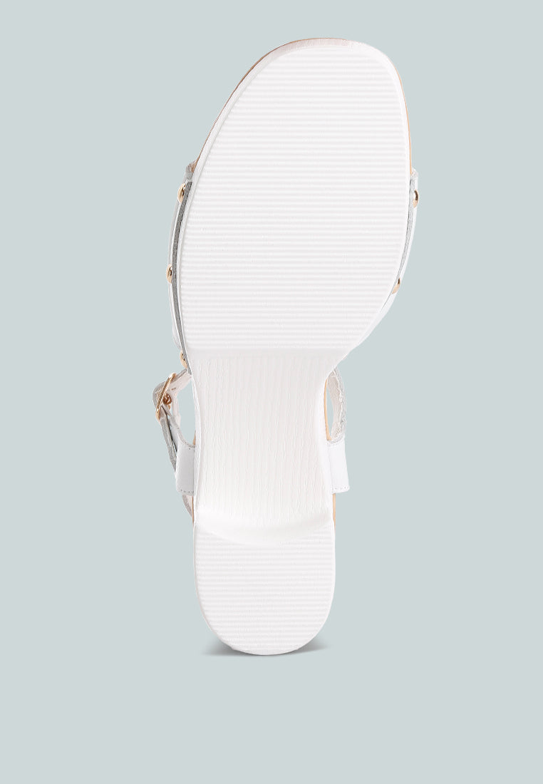 Sawor Recycled Leather High Block Sandals In White#color_white