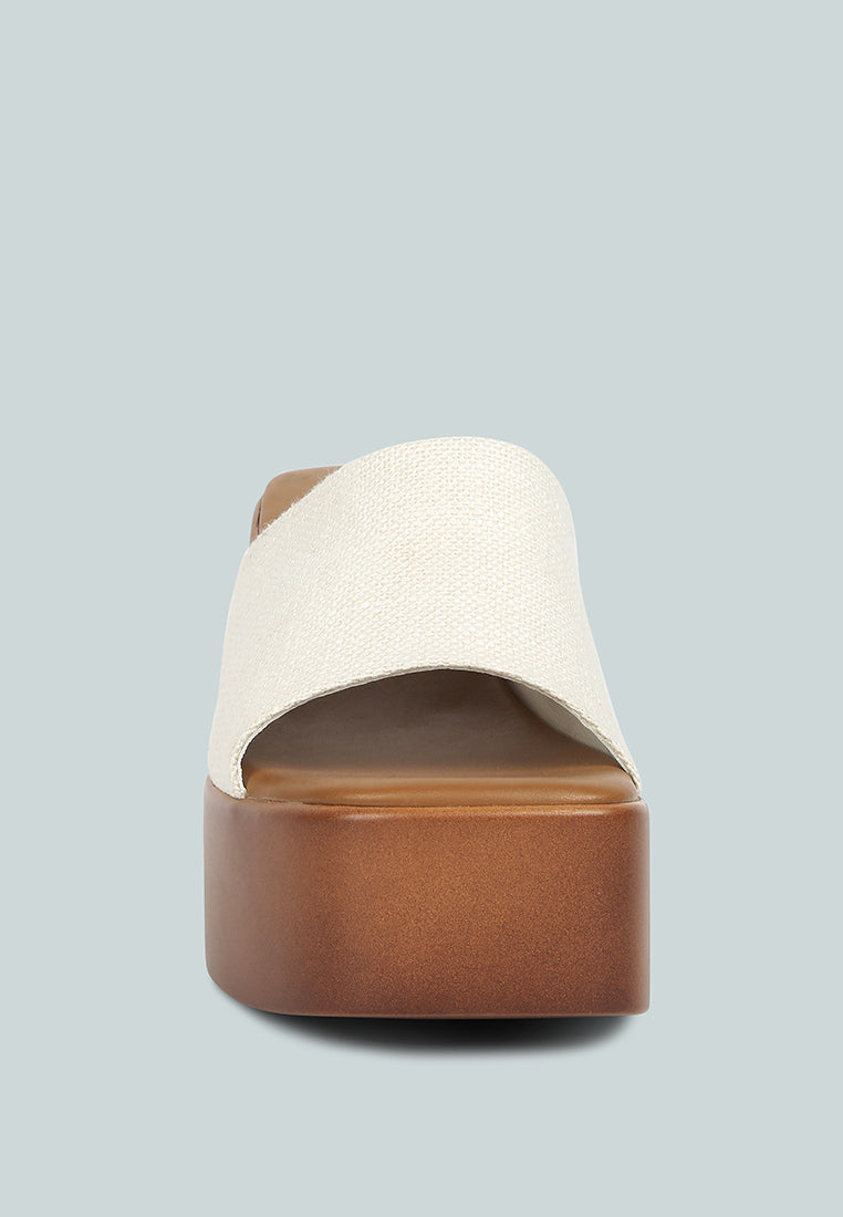 SCANDAL Slip on Block Heel Sandals in Off White#color_off-White