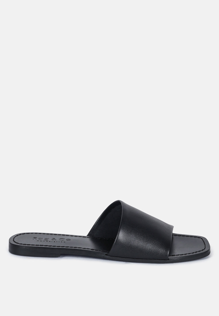 TATAMI Black Leather Classic Slide Flats#color_black