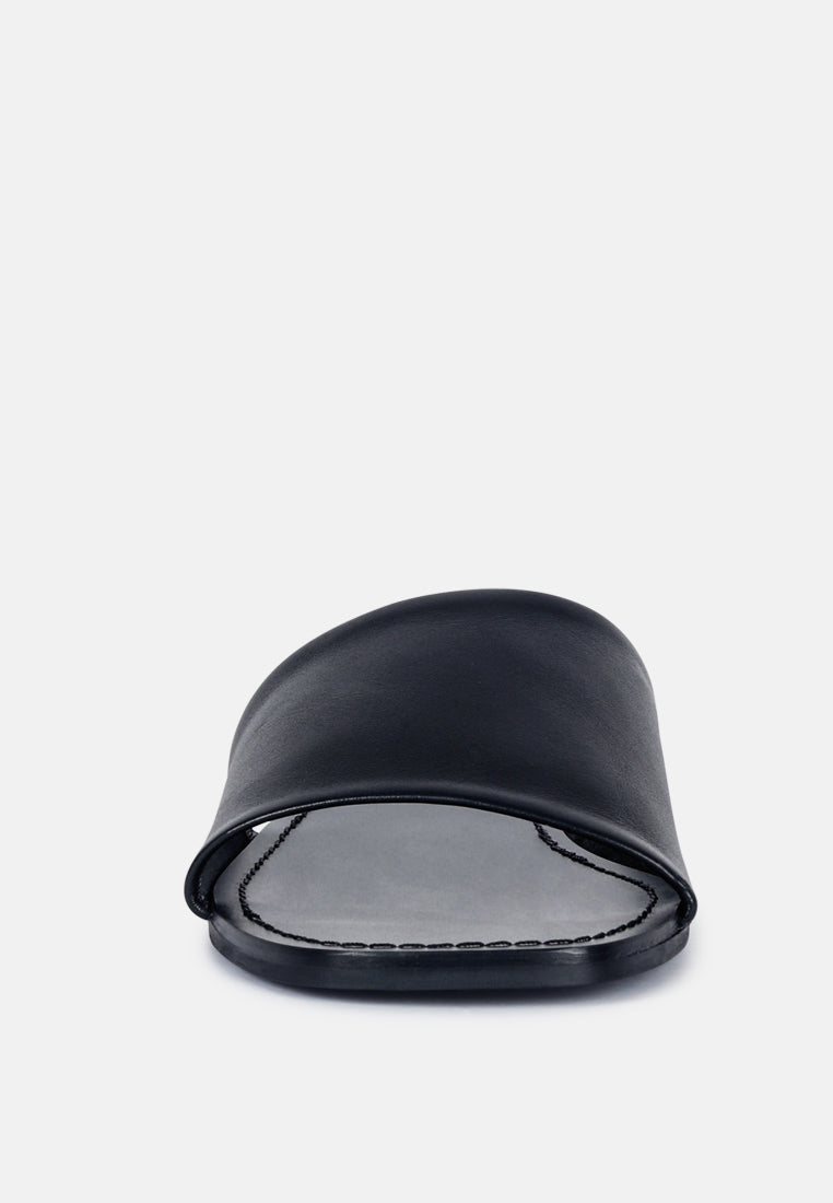 TATAMI Black Leather Classic Slide Flats#color_black