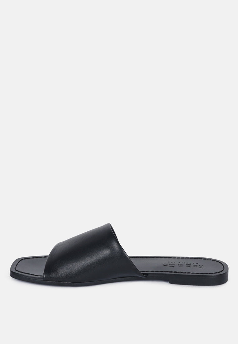 TATAMI Black Leather Classic Slide Flats#color_black