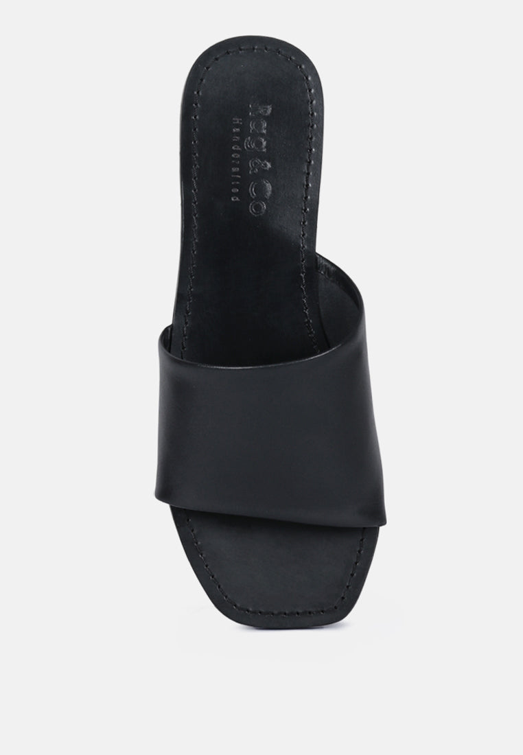 TATAMI Black Leather Classic Slide Flats#color_black