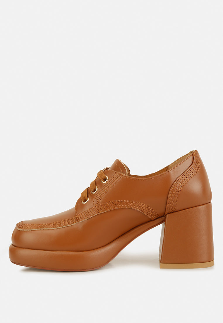 ZAILA Leather Block Heel Oxfords#color_tan