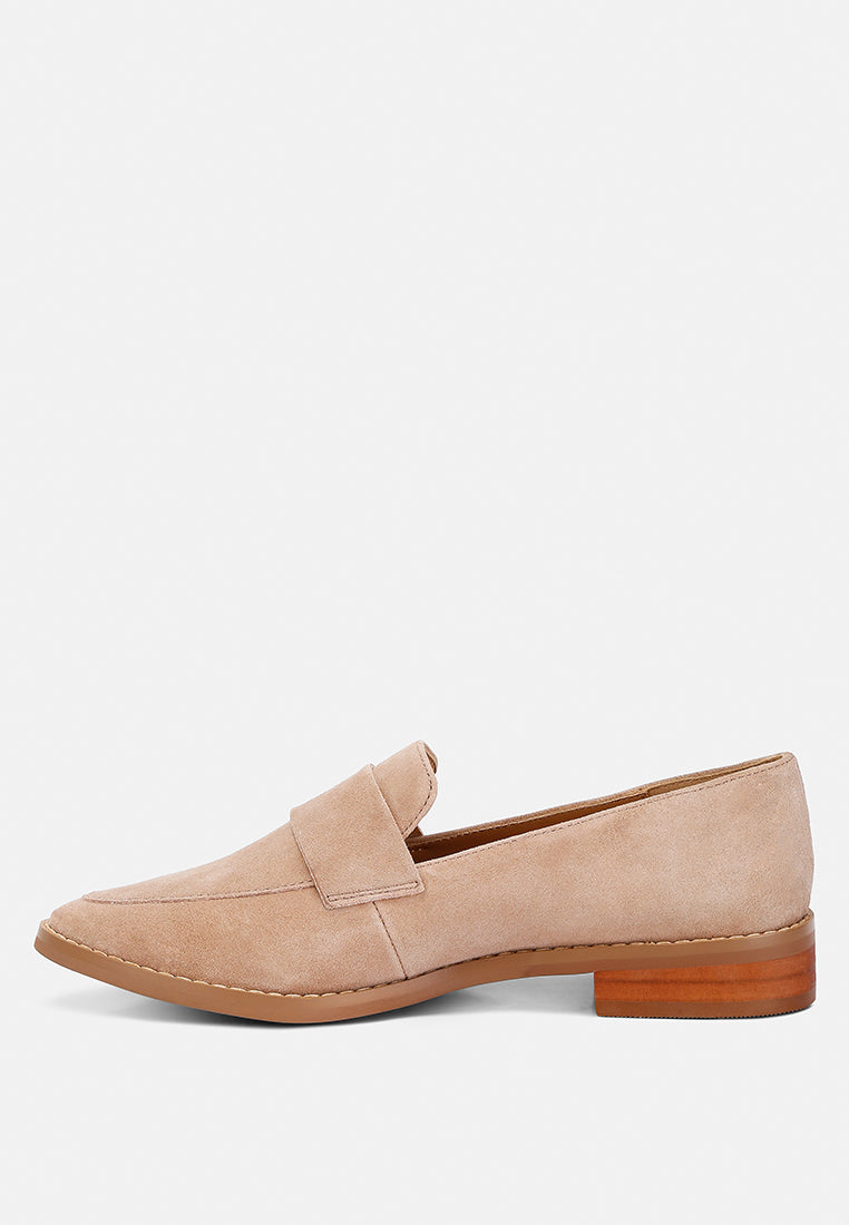 ZOFIA Nude Suede Penny Loafers#color_nude