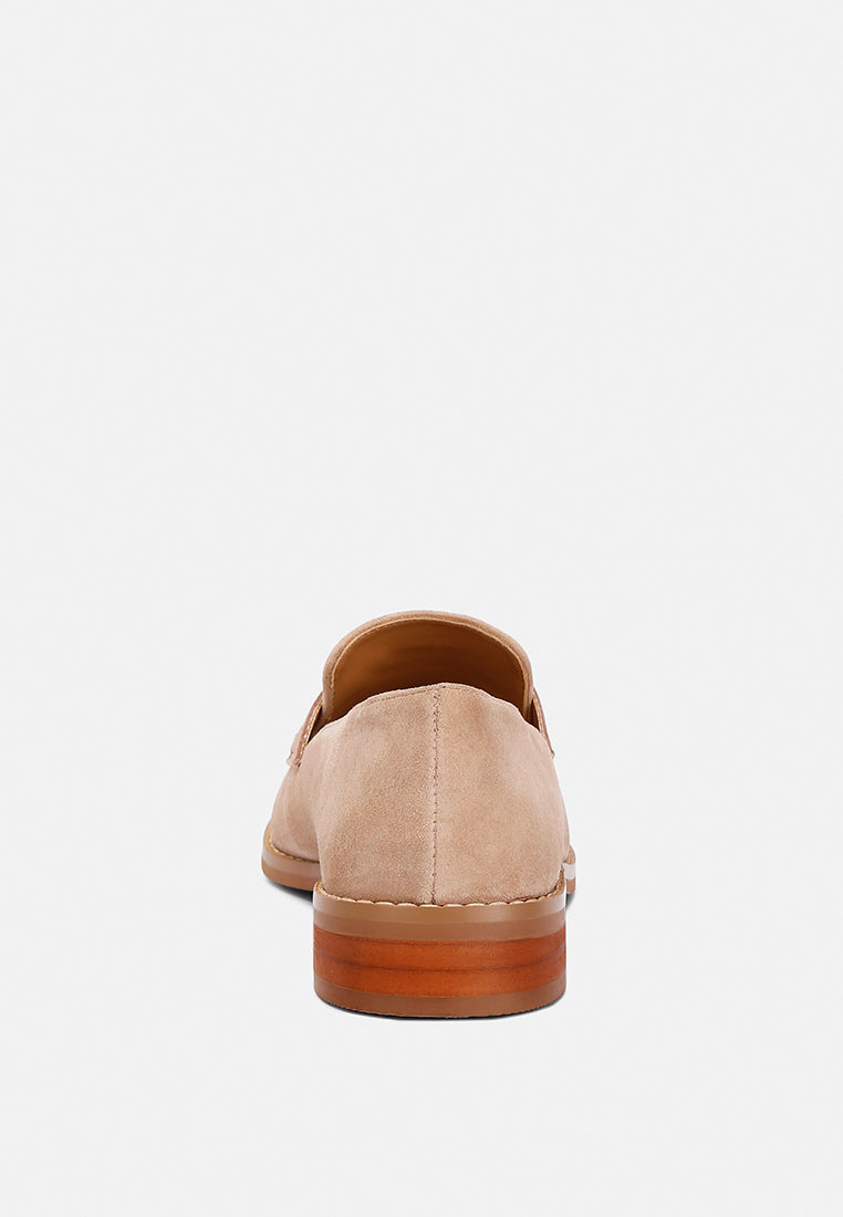 ZOFIA Nude Suede Penny Loafers#color_nude