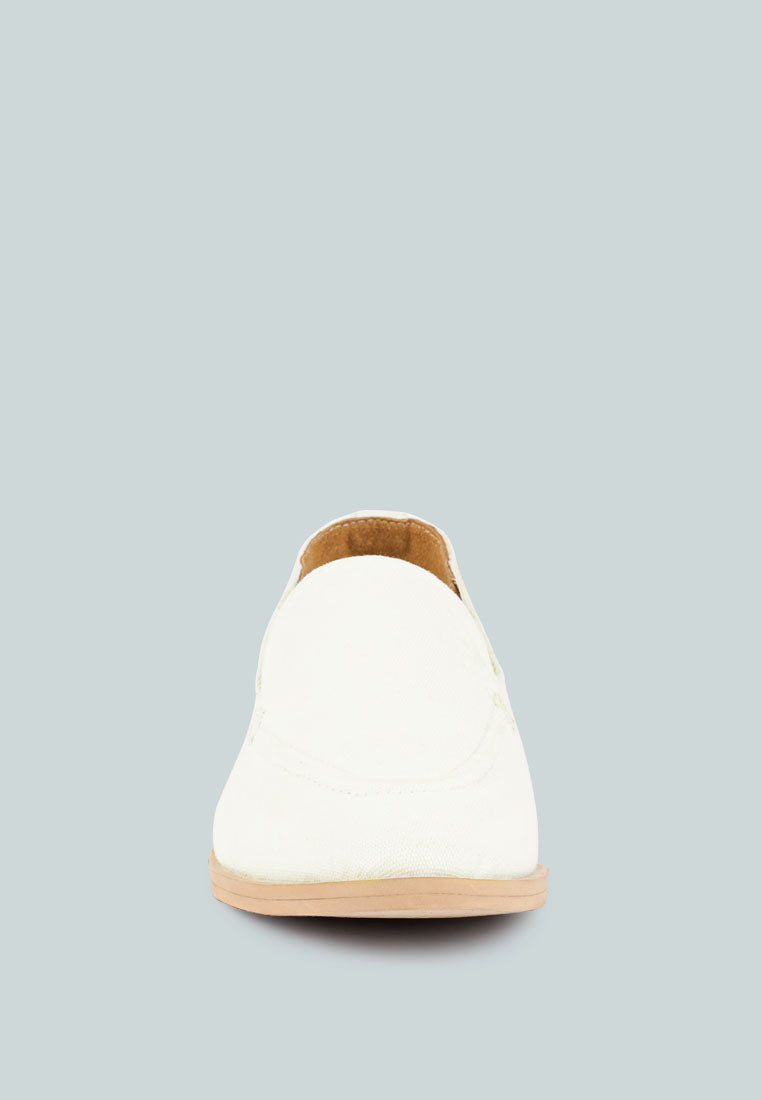 BOUGIE White Organic Canvas Loafers_White