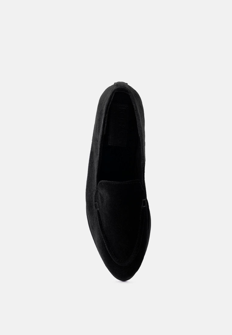 LUXE-LAP Black Velvet Handcrafted Loafers_Black