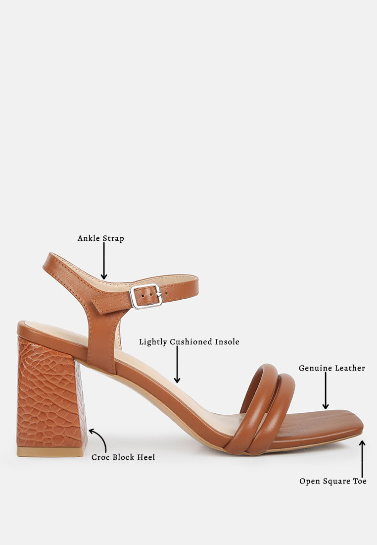 EDYTA Ankle Strap Block Heel Sandals in Tan#color_tan