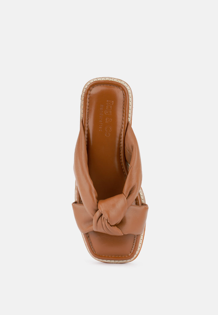 CHUBS Tan Puffy Strap Sliders Flat_tan