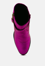 CAT-TRACK Fuchsia Metallic Leather Ankle Boots#color_fuchsia