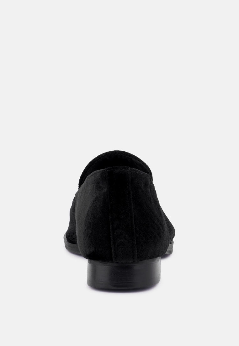 LUXE-LAP Black Velvet Handcrafted Loafers_Black