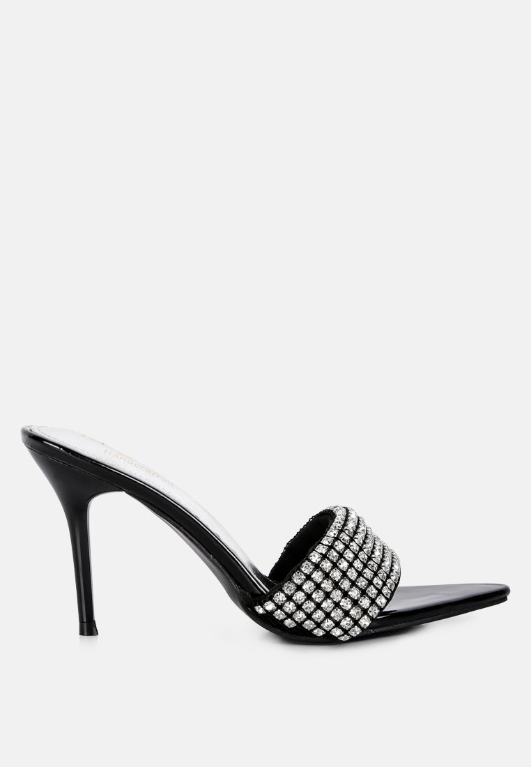 ADINA Diamante Strap Pointed Heel Sandals in Black#color_black