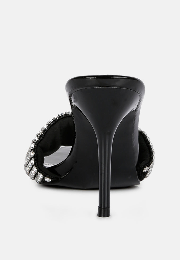 ADINA Diamante Strap Pointed Heel Sandals in Black#color_black