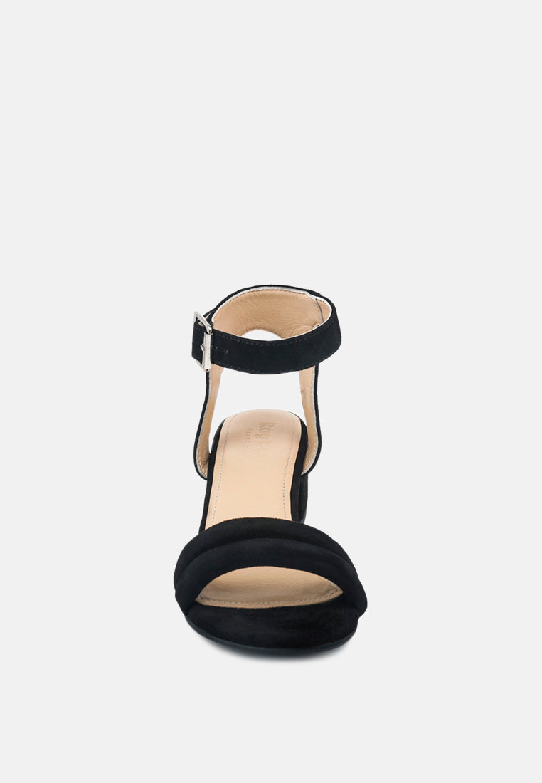 AMELIA Black Minimalist Block Heel Sandal-Black