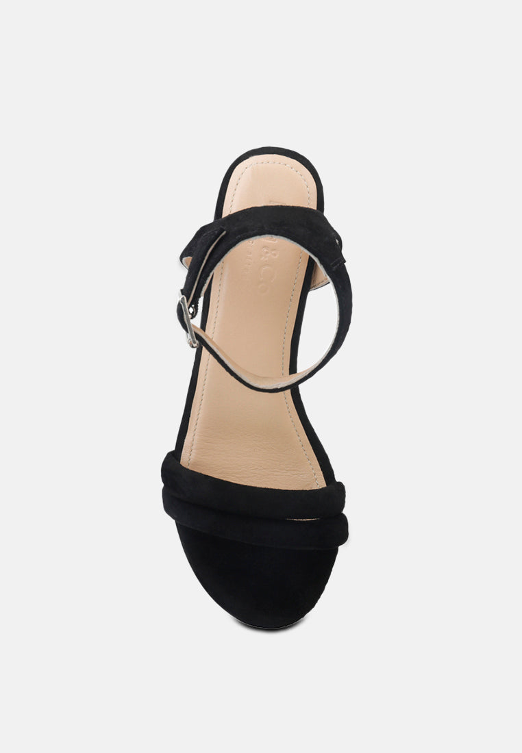 AMELIA Black Minimalist Block Heel Sandal-Black