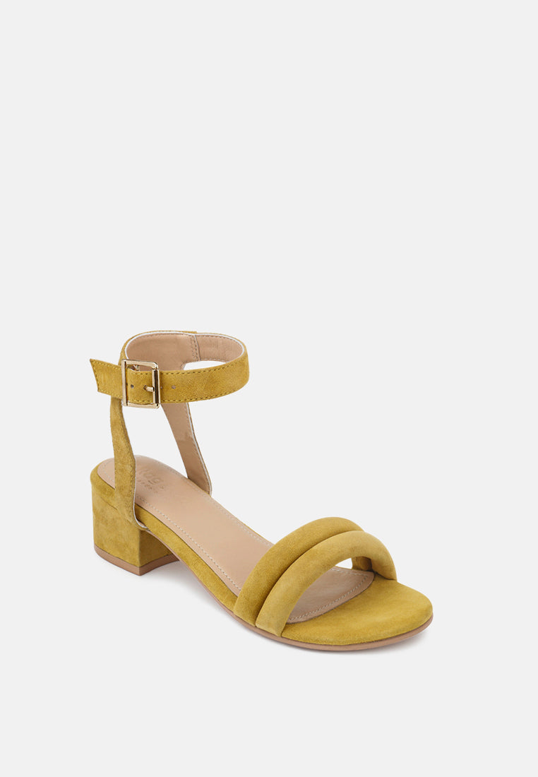 AMELIA Mustard Minimalist Block Heel Sandal-Mustard