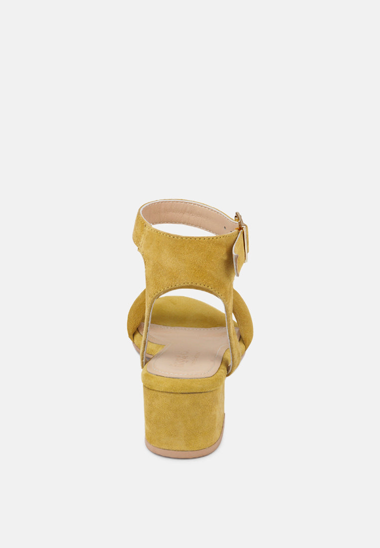 AMELIA Mustard Minimalist Block Heel Sandal-Mustard