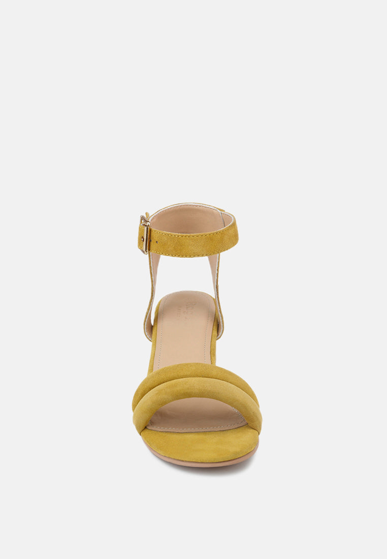 AMELIA Mustard Minimalist Block Heel Sandal-Mustard