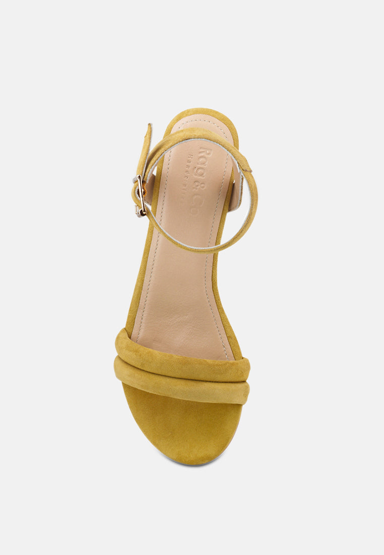 AMELIA Mustard Minimalist Block Heel Sandal-Mustard