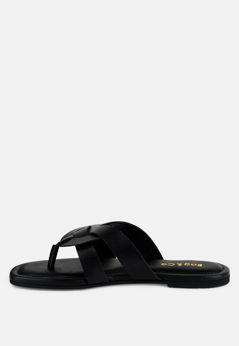 ANGELES Black Flat Slip Ons#color_black