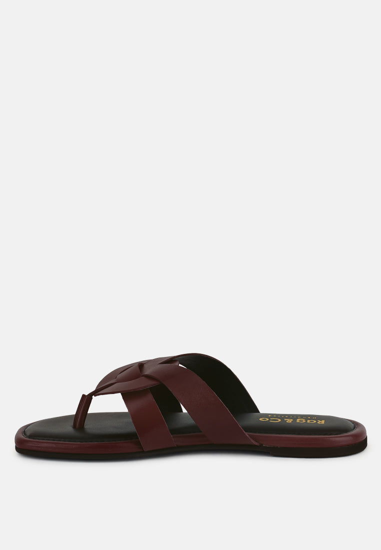 ANGELES Burgundy Flat Slip Ons#color_burgundy