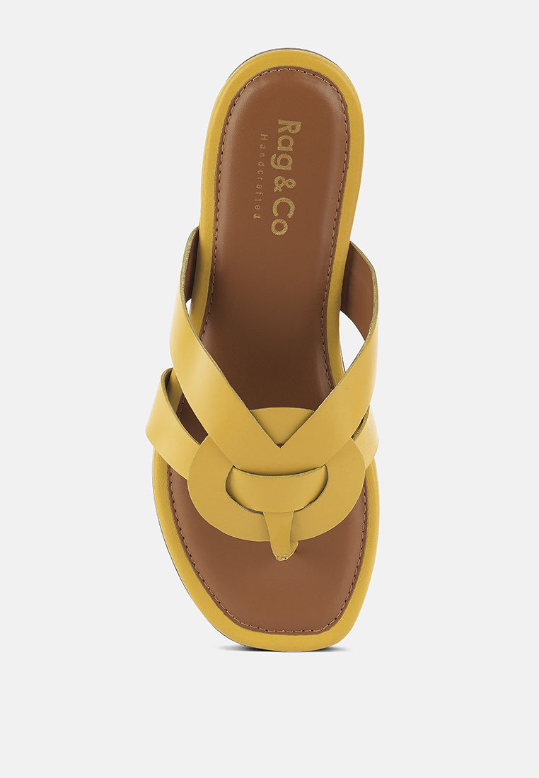 ANGELES Yellow Flat Slip Ons#color_yellow