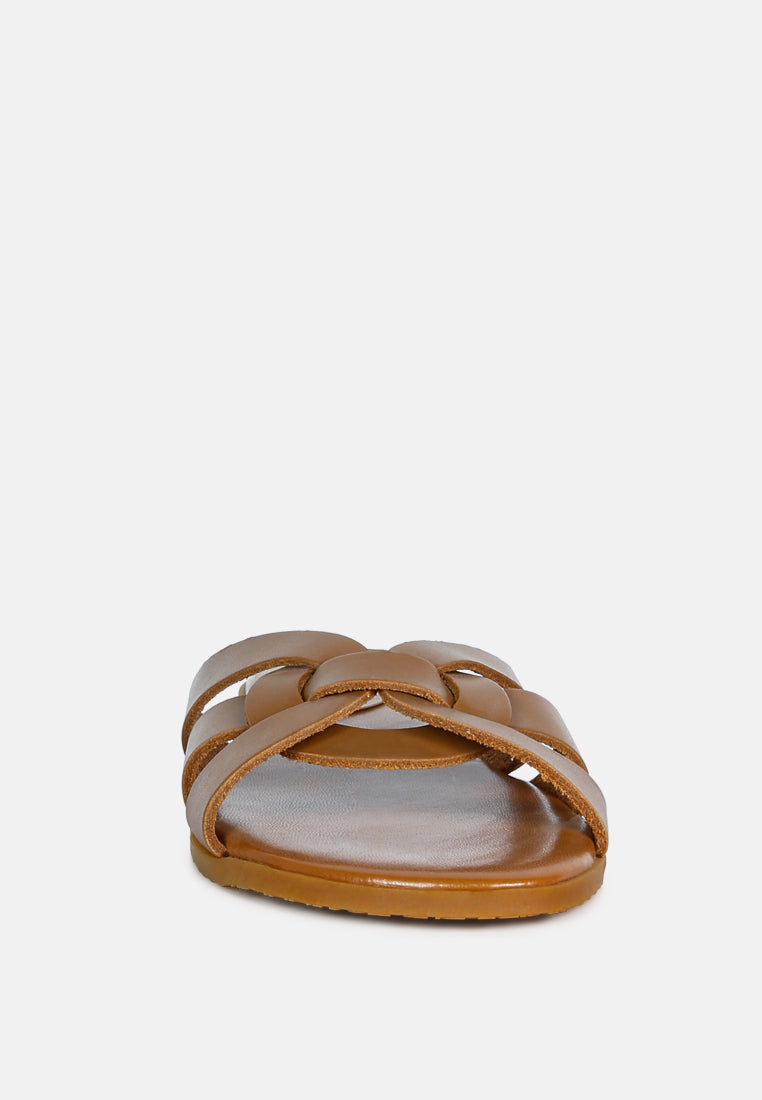 ARIS Tan Strappy Slip-on Sandal-Tan