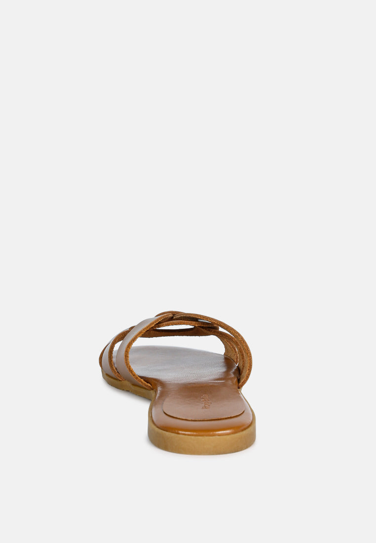 ARIS Tan Strappy Slip-on Sandal-Tan