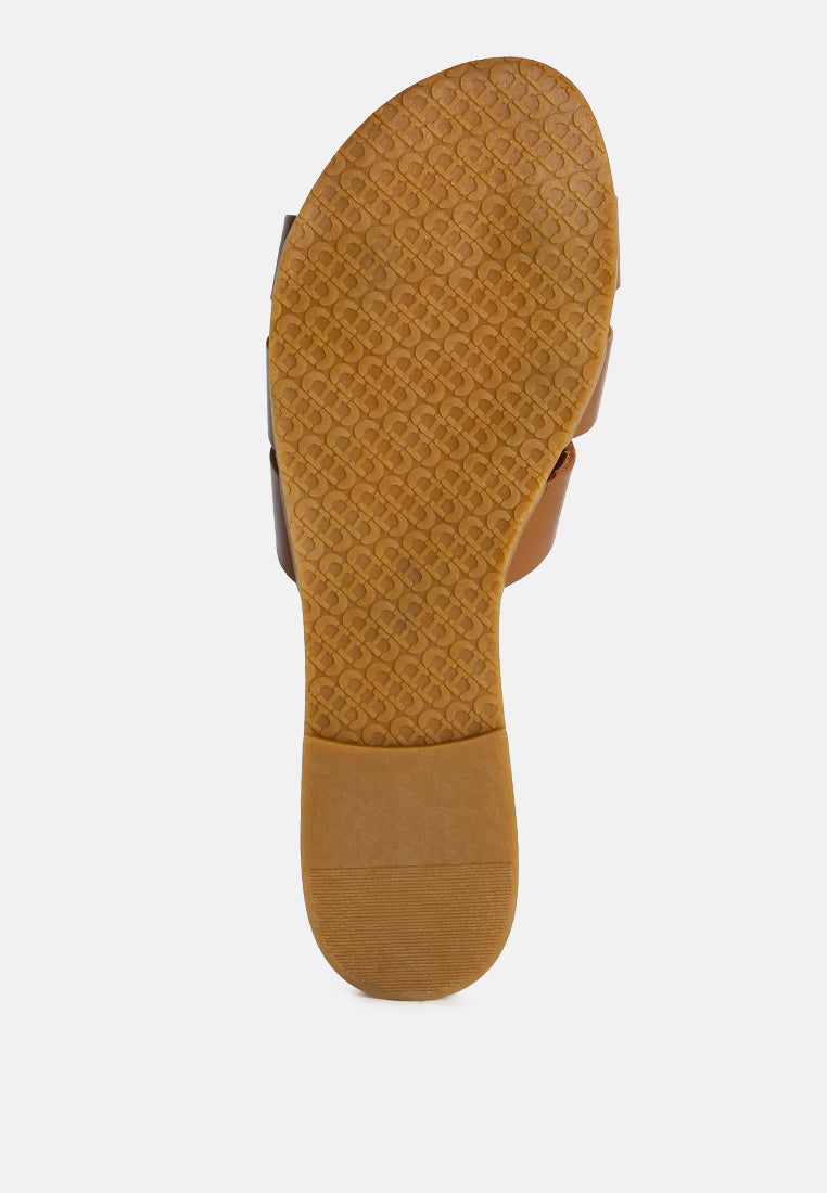 ARIS Tan Strappy Slip-on Sandal-Tan