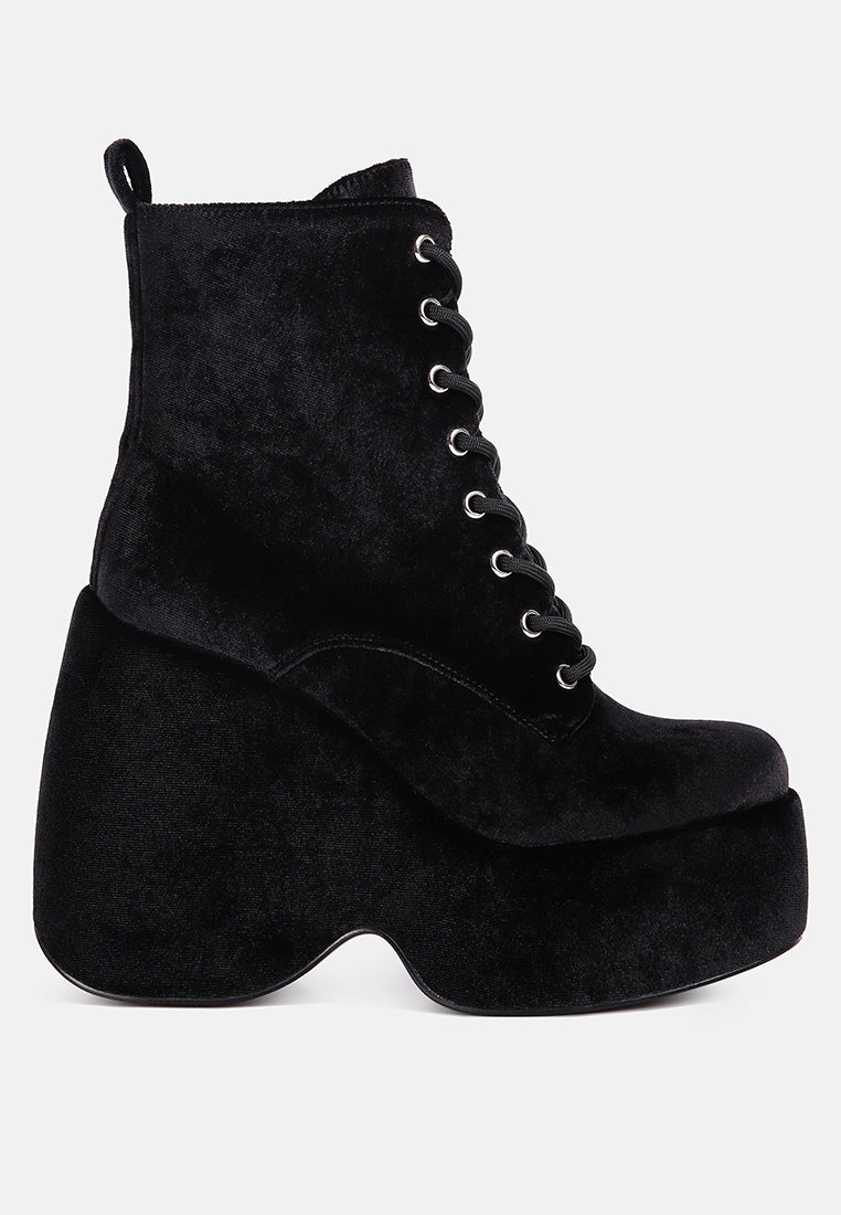 ashcan black high platform velvet ankle boots#color_black
